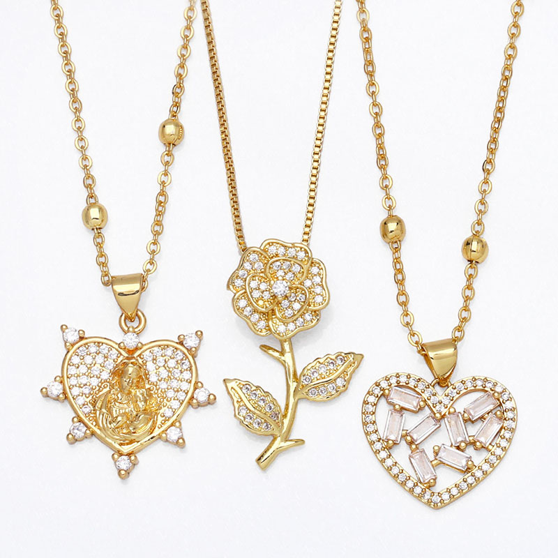 Fashion Zirconia Love Pendant Necklace Rose Clavicle Chain Supplier