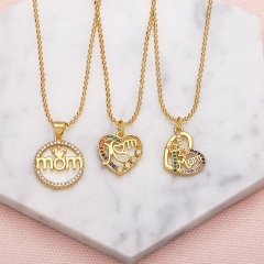 Colorful Zircon Set Diamond Heart-shaped Mom Crown Pendant Collarbone Chain Necklace Manufacturer