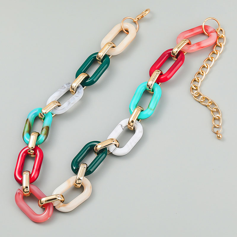 Bohemian Wind Chain Colorful Resin Necklace Clavicle Chain Supplier