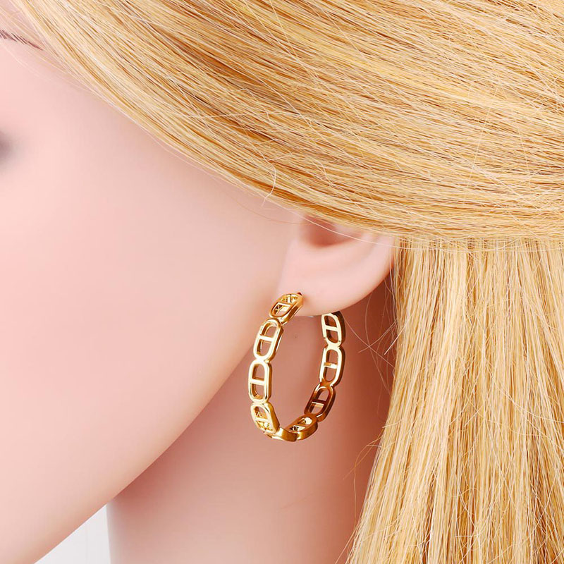 Metal Geometric C-shaped Pig Nose Fashion Zirconia Earrings Supplier