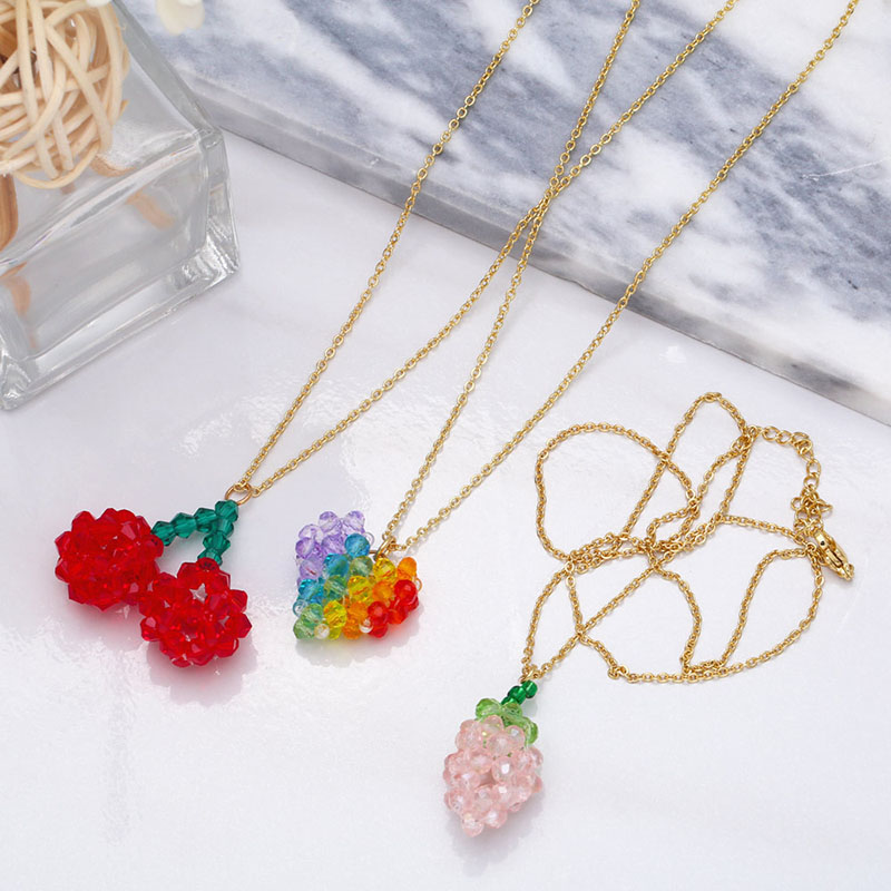 Bohemian Style Love Fruit Necklace Colorful Crystal Beads Collarbone Chain Supplier