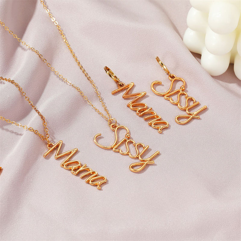 Fashion Sissy Necklace Mother's Day Earrings Collarbone Chain Set Jewelry Supplier