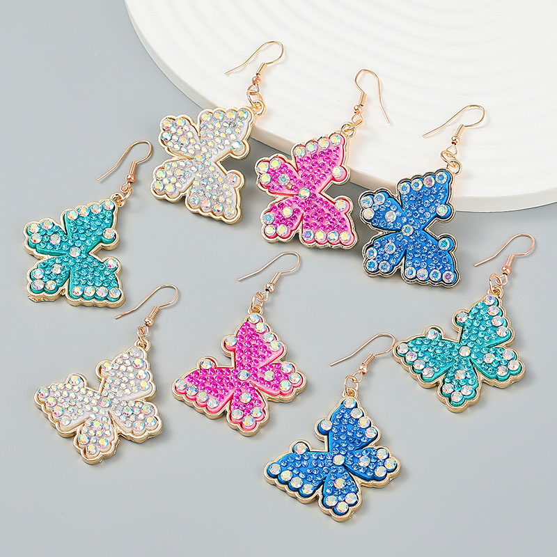 Butterfly With Colored Diamonds Fashion Simple Alloy Earrings Supplier