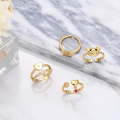 Bear Love Heart Cute Diamond-set Butterfly Finger Ring Supplier