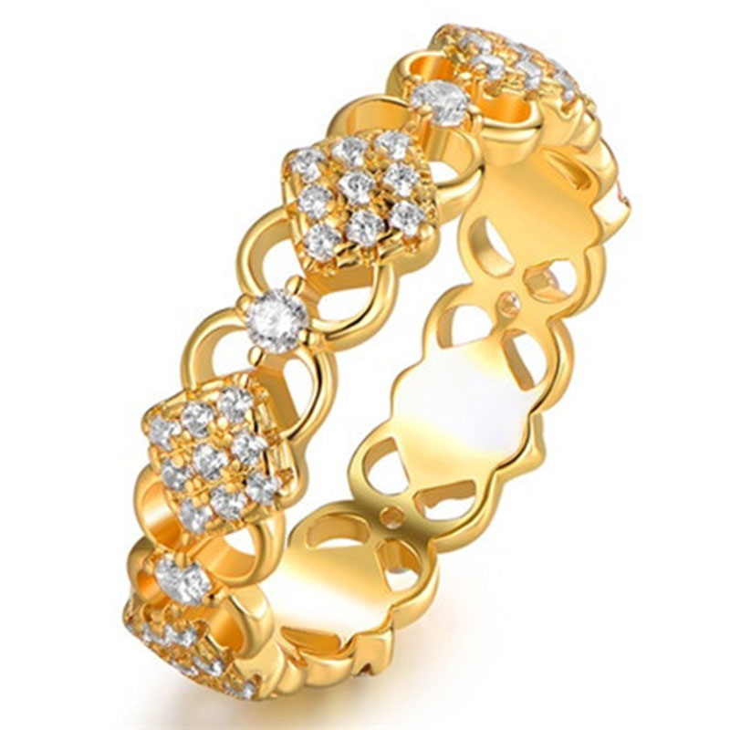 Delicate Through Flower Openwork Gold Plated Ring Distributor