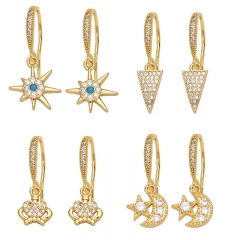 Diamond-studded Star Moon Earrings Simple Love Crown Manufacturer