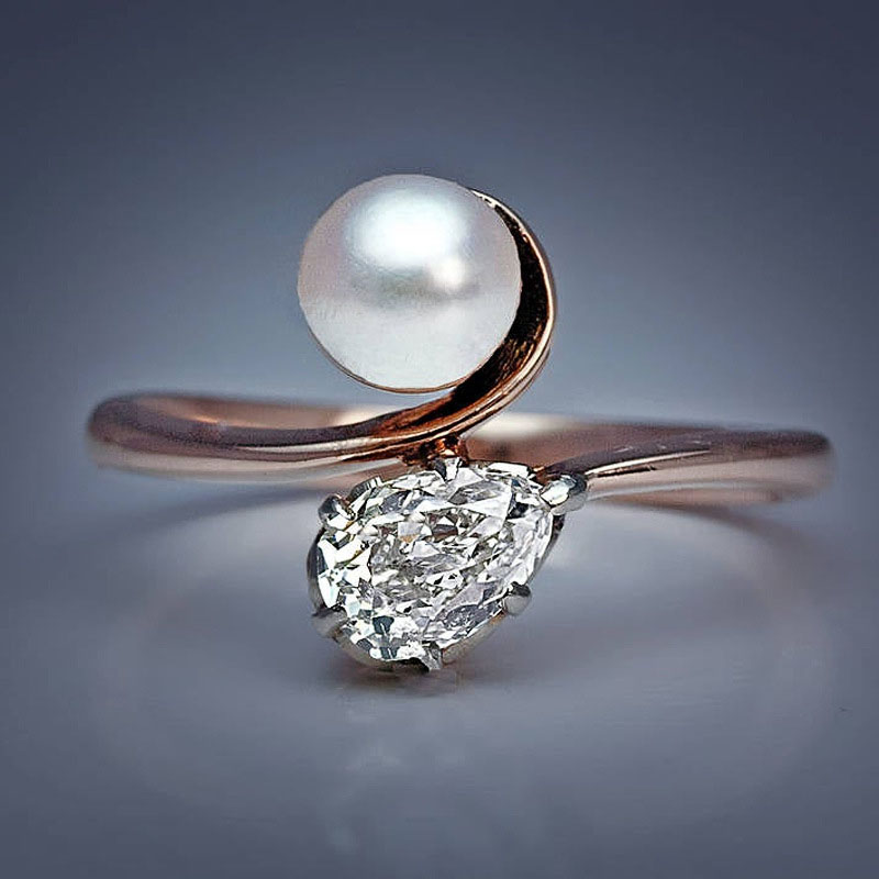 Fashionable And Unique Zircon Set Imitation Pearl Ring Distributor