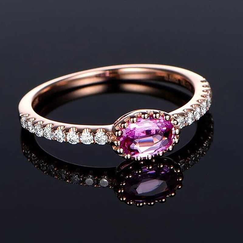 Exquisite Pink Oval Zirconia Lovely Ring Distributor