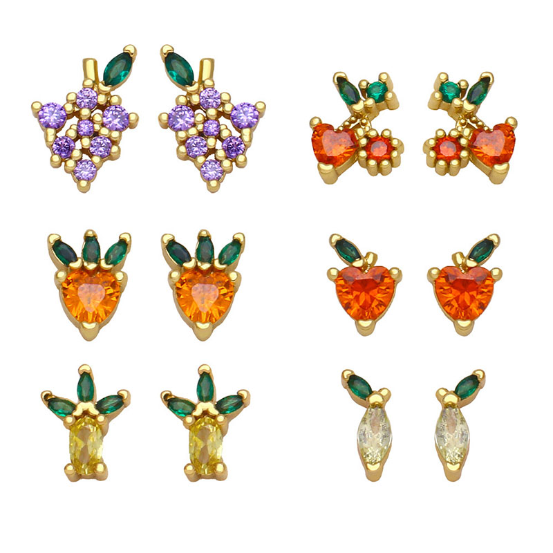 Simple Small Fruit Cute Colorful Zircon Earrings Manufacturer