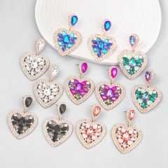 Fashion Love-shaped Alloy With Diamonds Rhinestone Full Diamond Earrings Manufacturer