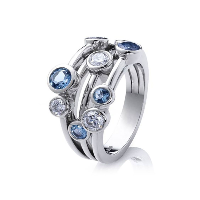 Three Lines Geometric Small Circle Two-color Zircon Ring Distributor