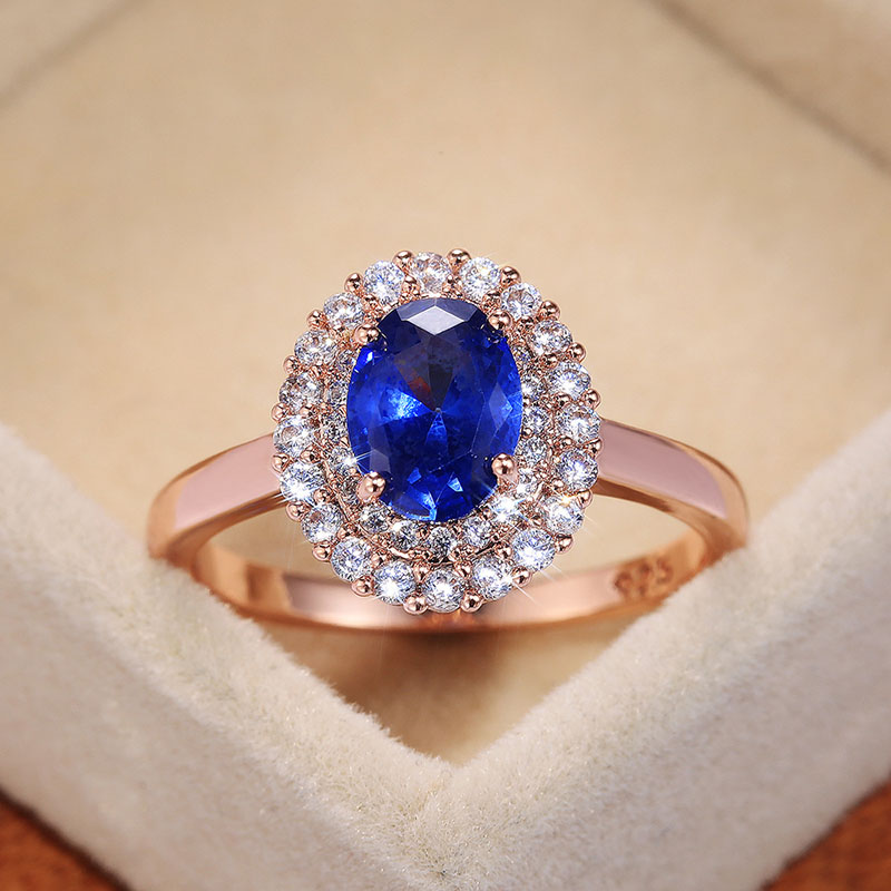 Vintage Elegant Blue Zircon Plated Rose Gold Ring Distributor