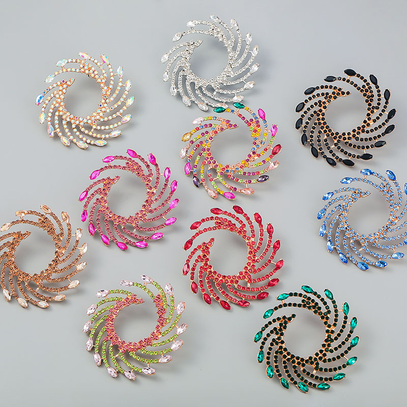 Spiral Alloy With Diamonds Sun Flower Earrings Super Flash Full Of Diamonds Manufacturer