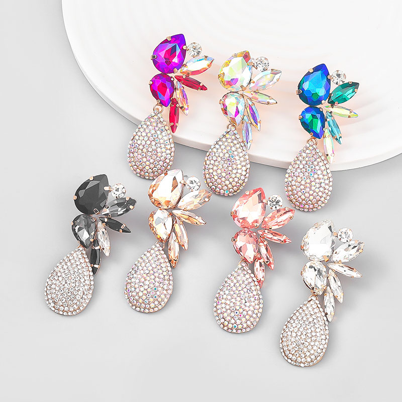 Colorful Diamonds Multilayer Teardrop Glass Diamond Set Diamond Earrings Full Of Diamonds Manufacturer