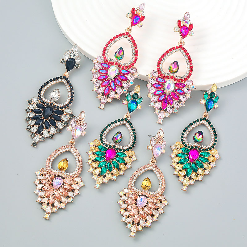 Alloy Rhinestone Earrings With Colored Diamonds Manufacturer