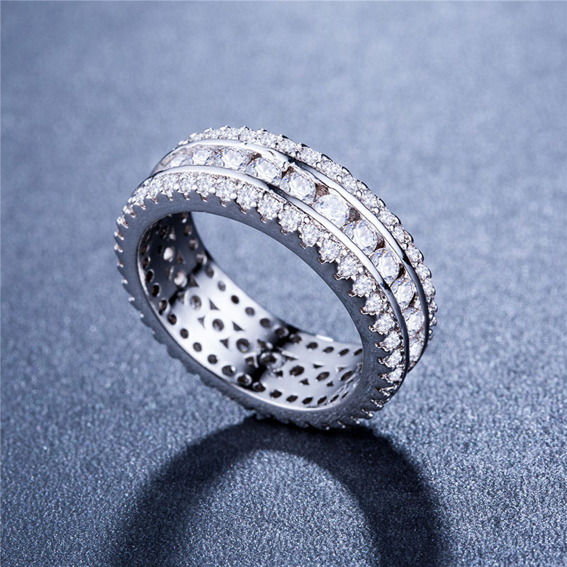 Exaggerated Luxury Ring Full Of Diamonds Silver Plated With Zircon Distributor