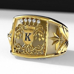 Gold Plated Ring With Crown Motif Distributor