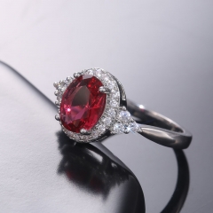 Classic Red Gemstone Micro Set Zirconia Fashion Ring Supplier