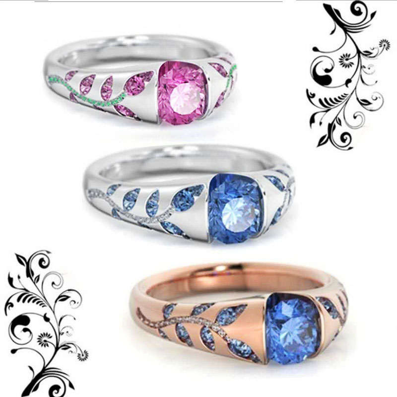 Multi-color Creative Flower Pattern Copper With Color Zirconia Ring Supplier