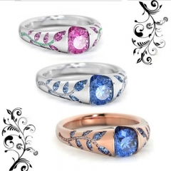Multi-color Creative Flower Pattern Copper With Color Zirconia Ring Supplier
