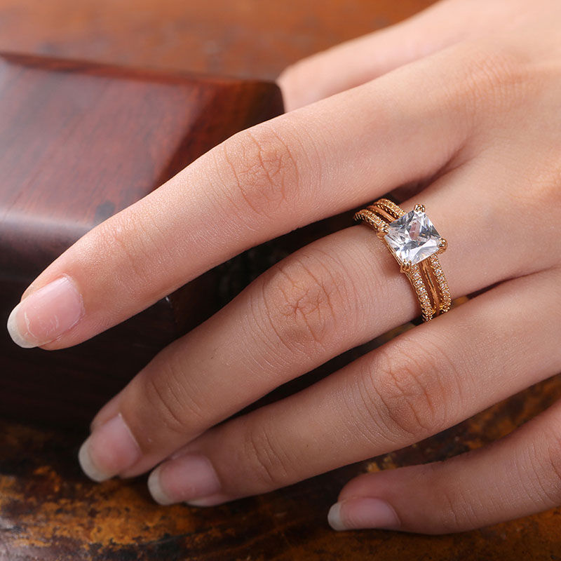 Fashion Square Diamond Wedding Ring Supplier