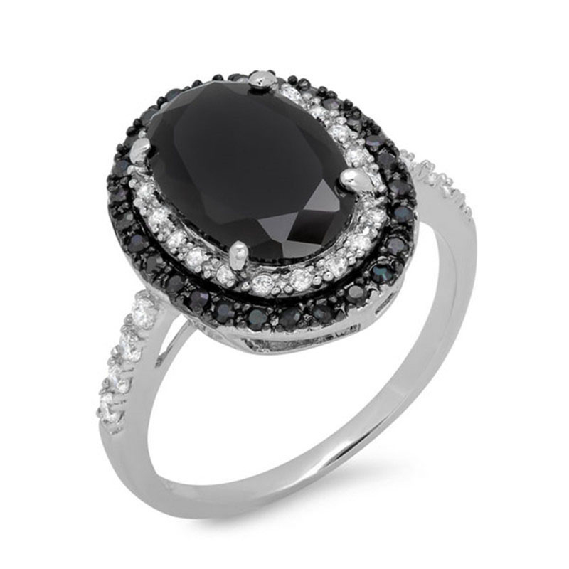 Fashion Cool Black Zircon Ring Creative Black And White Color Combination Distributor