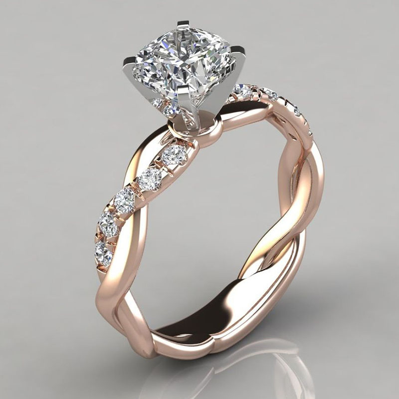 Rose Gold And Square Diamond Ring Supplier