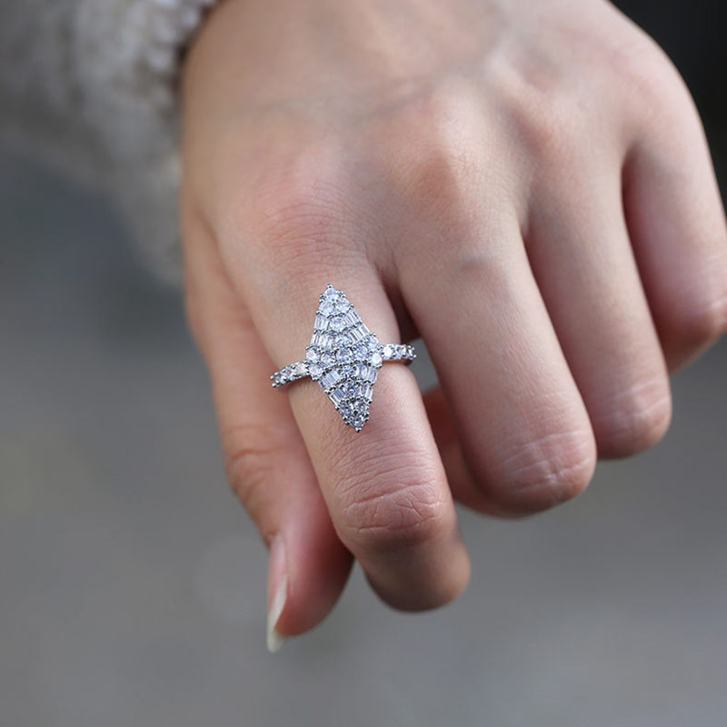 Fashion Silver Diamond With Zirconium Diamonds Aaa Ring Supplier