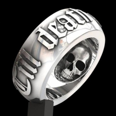 Creative Skull Rock Thai Silver Black Ring Supplier