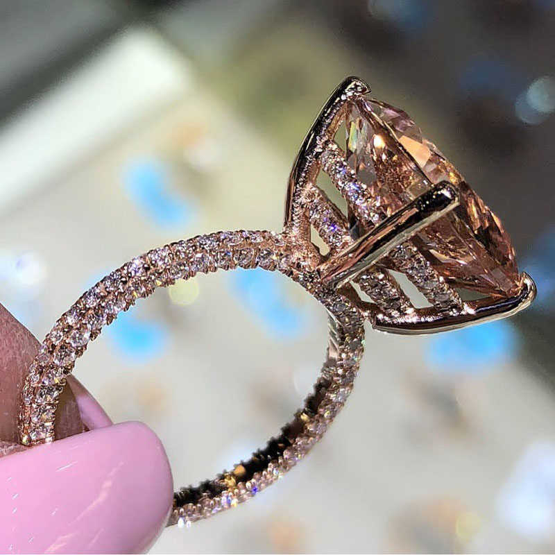 Square Shiny Zircon Ring Full Of Diamonds Distributor