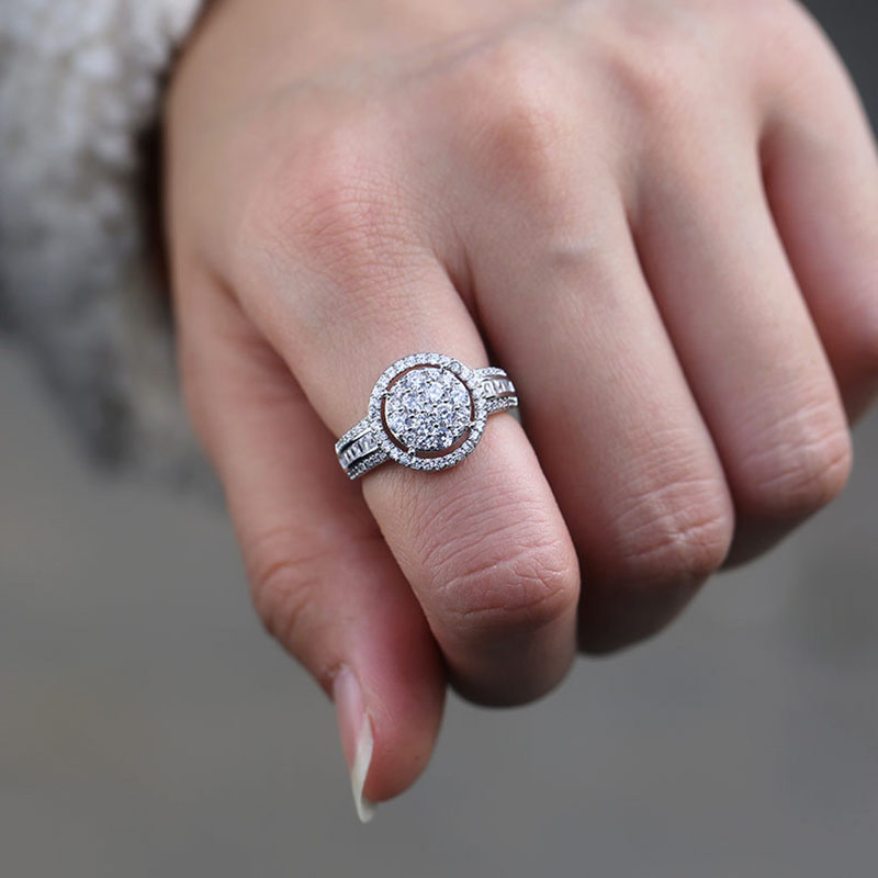Micropave Full Diamond Zirconia Ring For Women Supplier