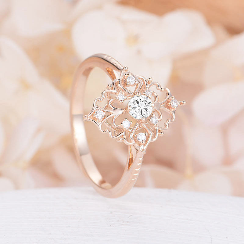 Delicate Diamond Floral Zircon Ring Distributor