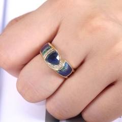 Fashion Blue Gemstone With Zirconium Diamond Ring Vintage Supplier