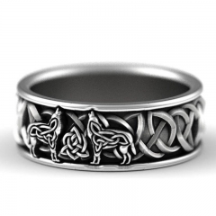 Giant Wolf Amulet Hip Hop Pirate Wolf Ring Supplier