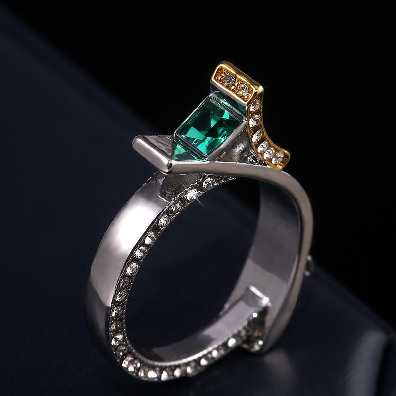 Wedding Engagement Blue Crystal Zircon Set Diamond Ring Supplier