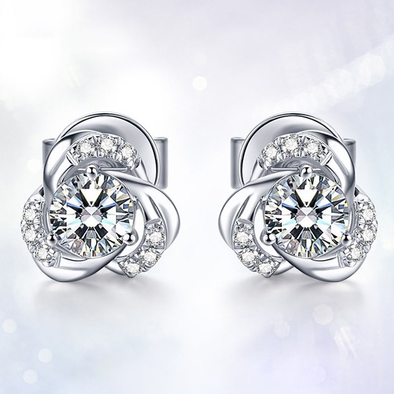 Korean Flowers With Diamonds Zirconia Earrings Fashion Flower Earrings Supplier