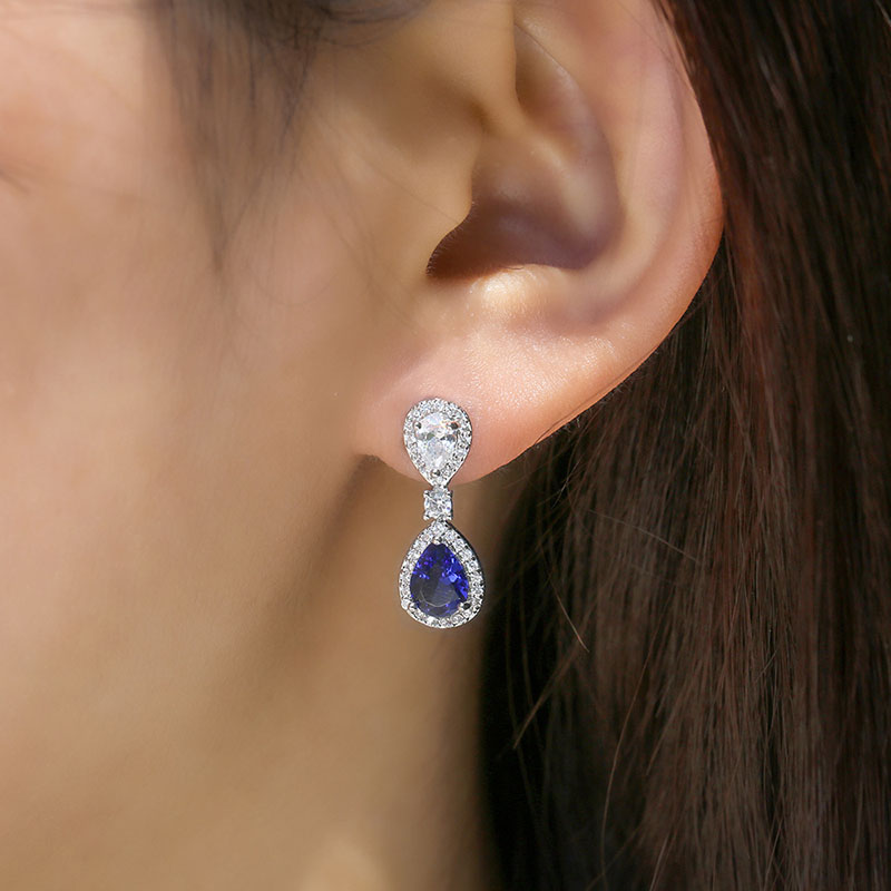 Noble Luxury Treasure Blue Drops Bridal Dinner Earrings Distributor
