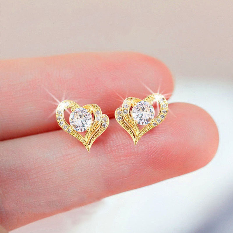 Hundreds Of Heart To Heart Earrings Female Simple Heart-shaped Zirconia Supplier