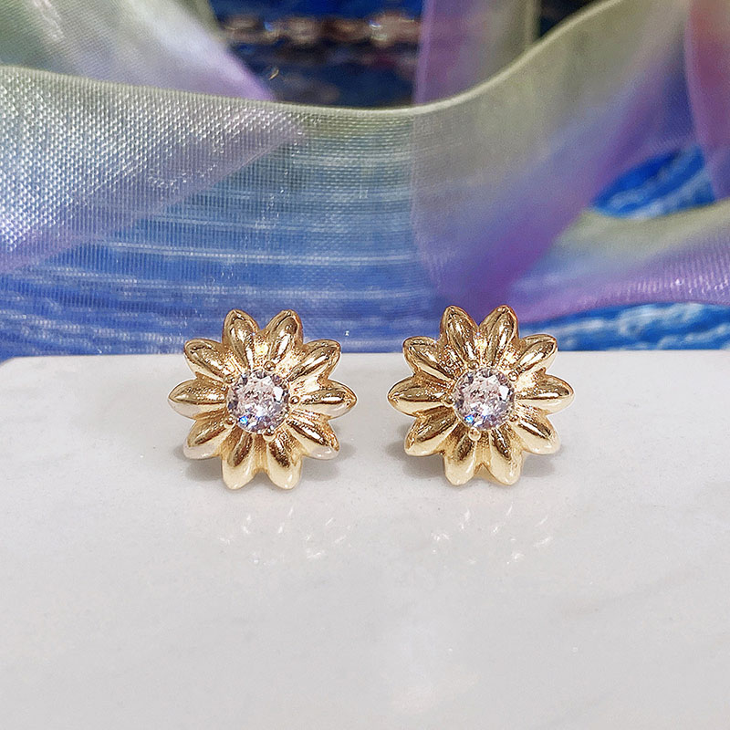 Sunflower With Diamonds Light Luxury Earrings Fashion Supplier