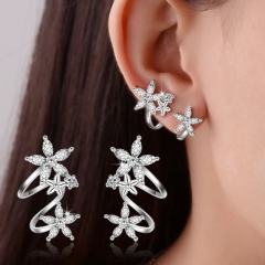 Sweet Cool Lady Flower Curved Ear Clips Fashionable Versatile Zirconia Earrings Supplier