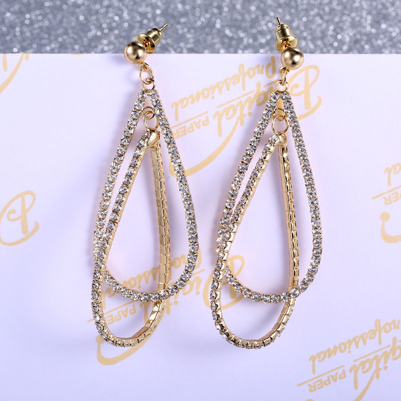 Exaggerated Diamond-set Earrings Female Korean Temperament Long Water Drop Earrings Distributor