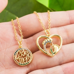 Love Mom Necklace In Stock Copper Gold-plated Micro-set Zirconia Love-shaped Pendant Manufacturer