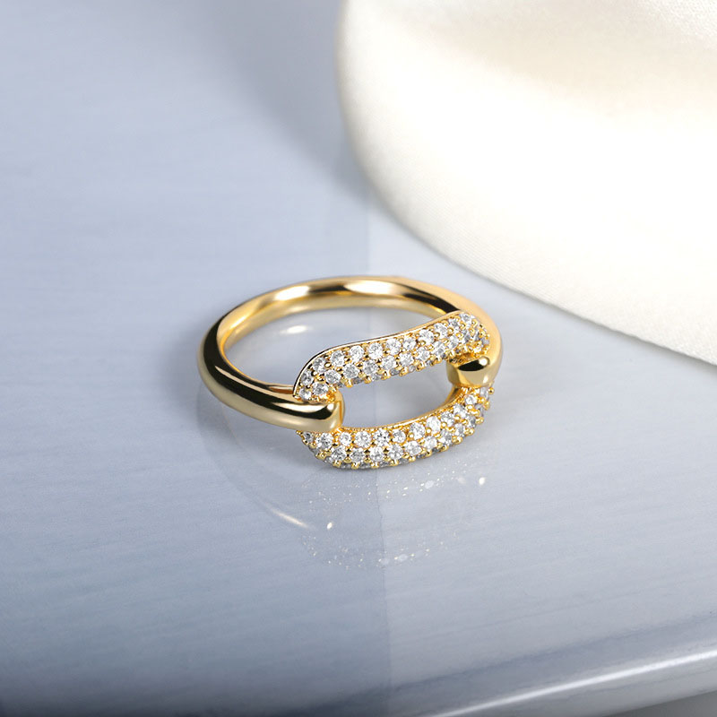 Gold Geometric Zirconia Circle Cuba Ring Manufacturer