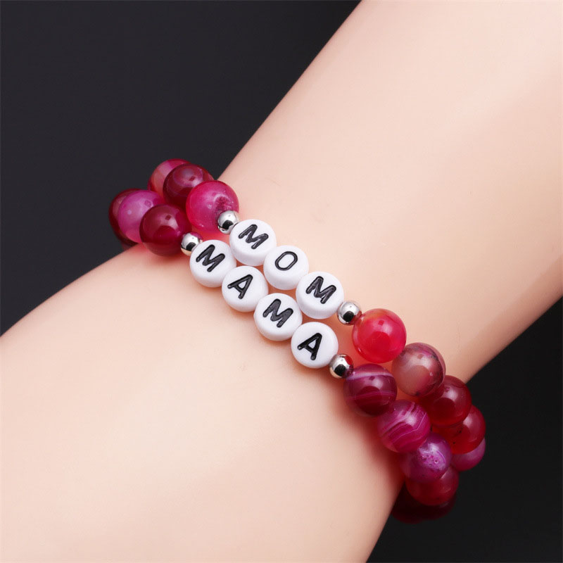 Rose Line Agate Beaded Bracelet Mama Beaded Bracelet Manufacturer