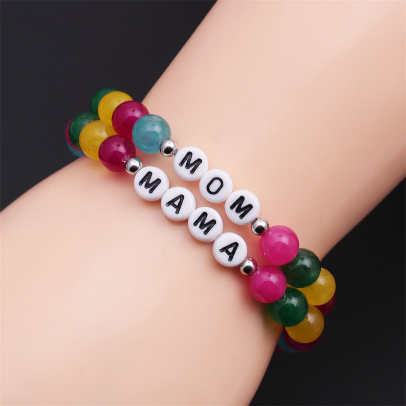 Colorful Agate Beaded Letter Bracelet Mom Beaded Bracelet Mother's Day Manufacturer
