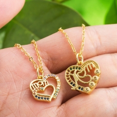 Copper Micro-set Love Shaped Pendant Mom  Necklace Manufacturer