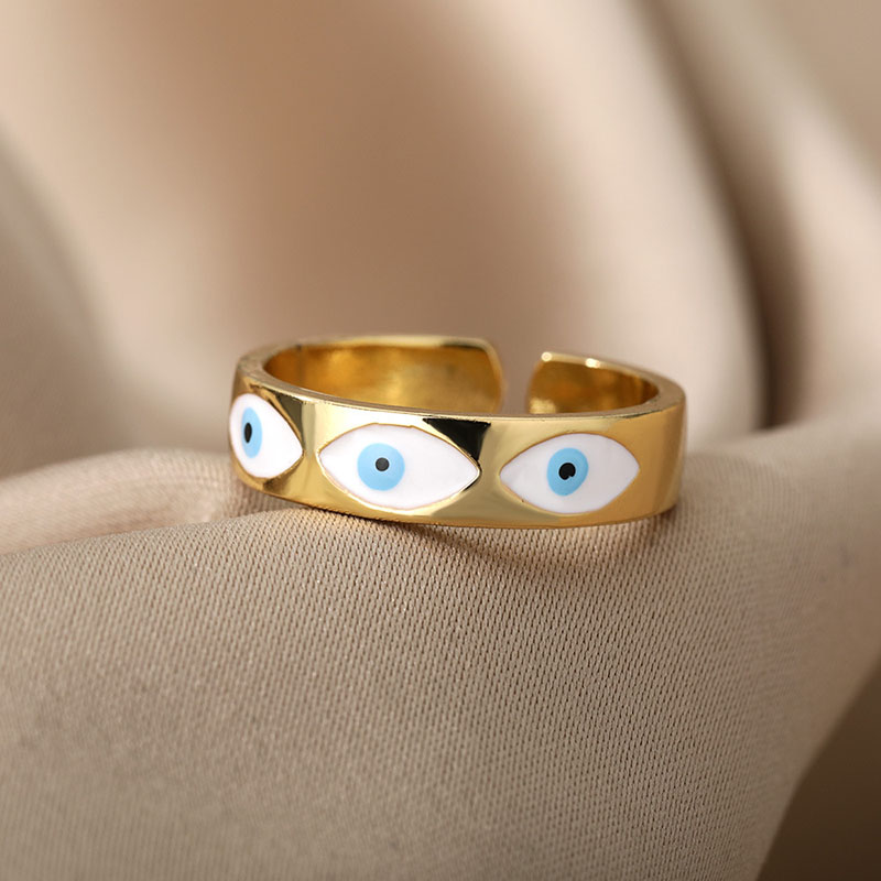 Wholesale Copper Plated 18 Karat Gold Color Preservation Micro-set Zirconia Devil's Eye Open Ring