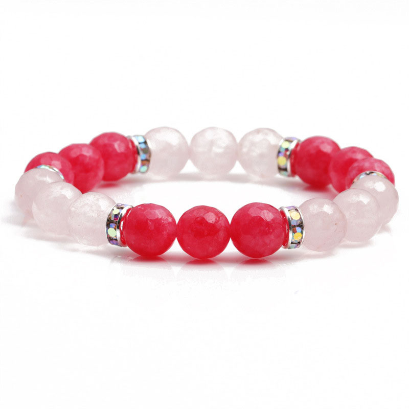 10mm Faceted Pink Crystal Beaded Bracelet Natural Stone Beaded Mother's Day Manufacturer