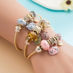 Diy Cute Cat Charm Alloy Bracelet Manufacturer