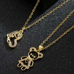 Mother's Day Gift Necklace Brass Micropave Love Bear Pendant Manufacturer